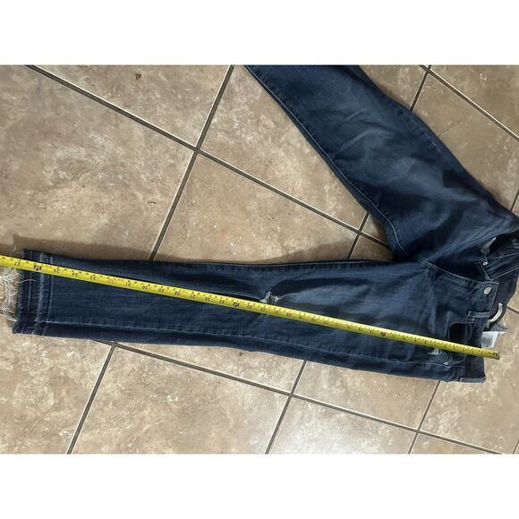 Levi Strauss 30 711 Skinny Ankle Distressed Jeans Pants Dark Blue - Picture 7 of 9